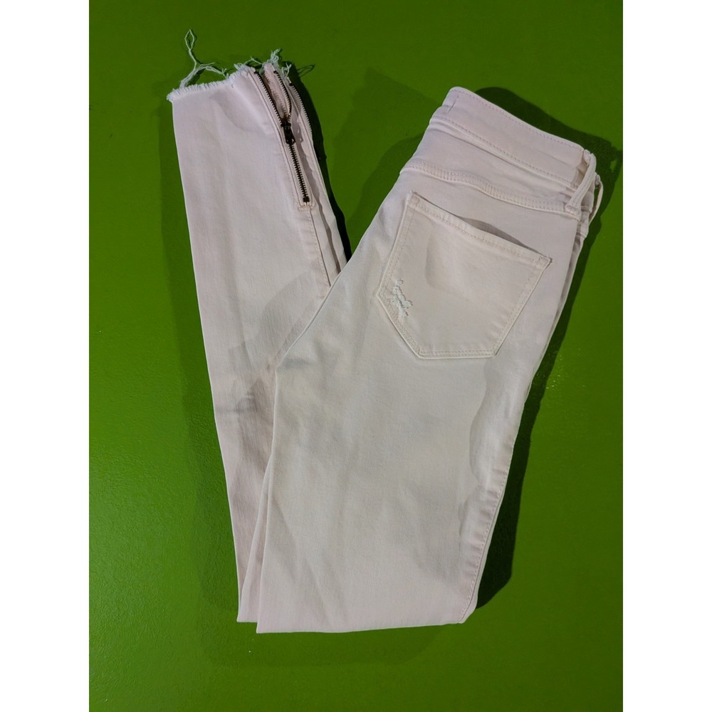 Abercrombie & Fitch The‎ Super Skinny Ankle Zip High Rise Jeans White Sz 00